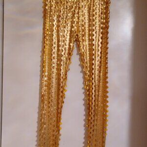 Cut Out Details Gold Leggings